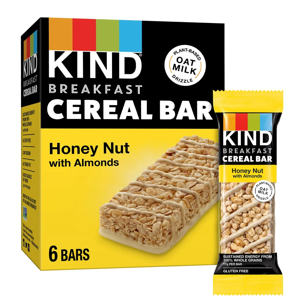 KIND Breakfast Cereal Bars, Gluten Free Snacks, Honey Nut with Almonds, 9.3oz Box (36 Bars)