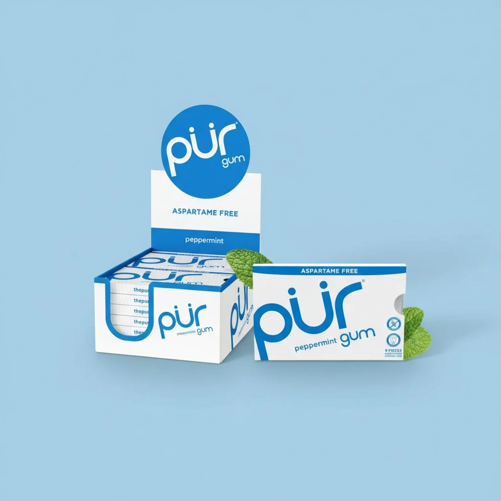 PUR Gum | Aspartame Free Chewing Gum | 100% Xylitol | Natural Peppermint Flavored Gum, 9 Pieces (Pack of 12)