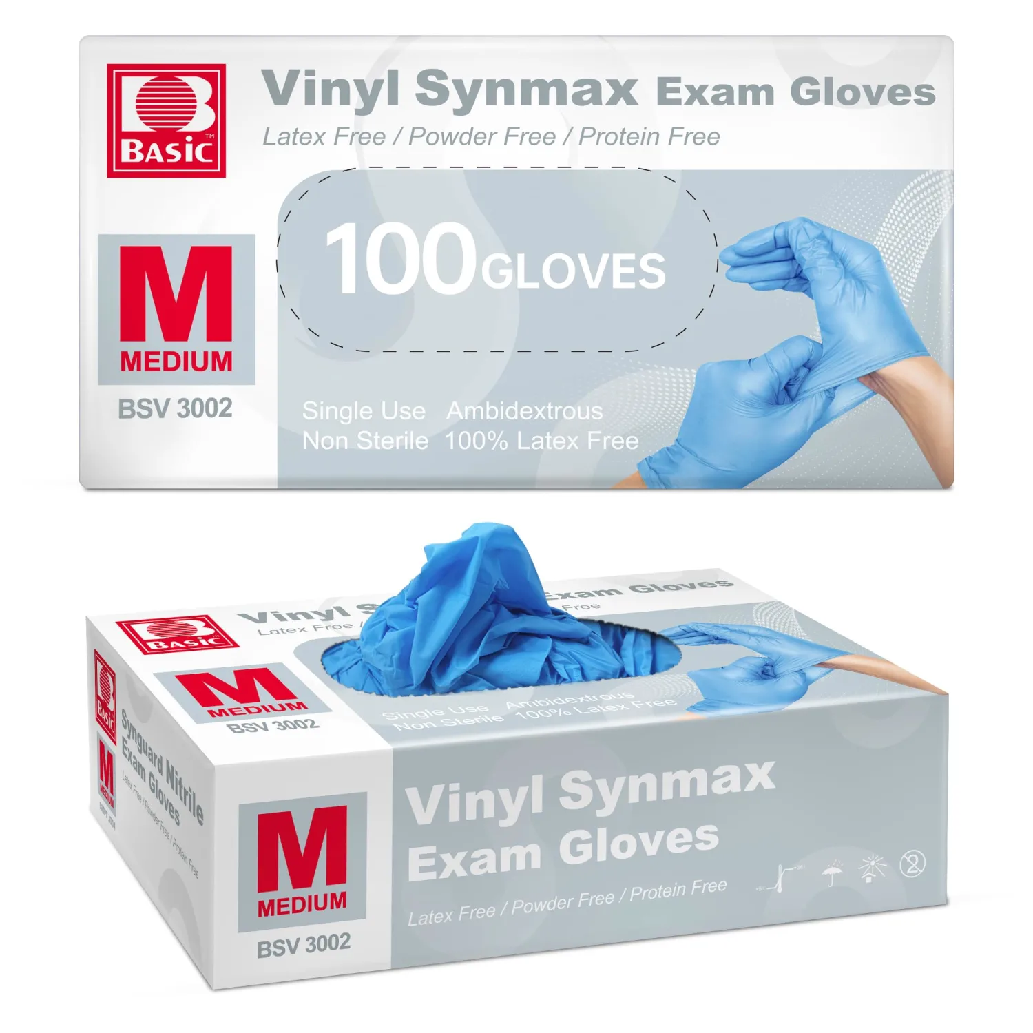 Basic Vinyl Medical Exam Gloves, 4 Mil Powder-Free Latex-Free Food Grade Cleaning Disposable Glove, Blue 100Pcs