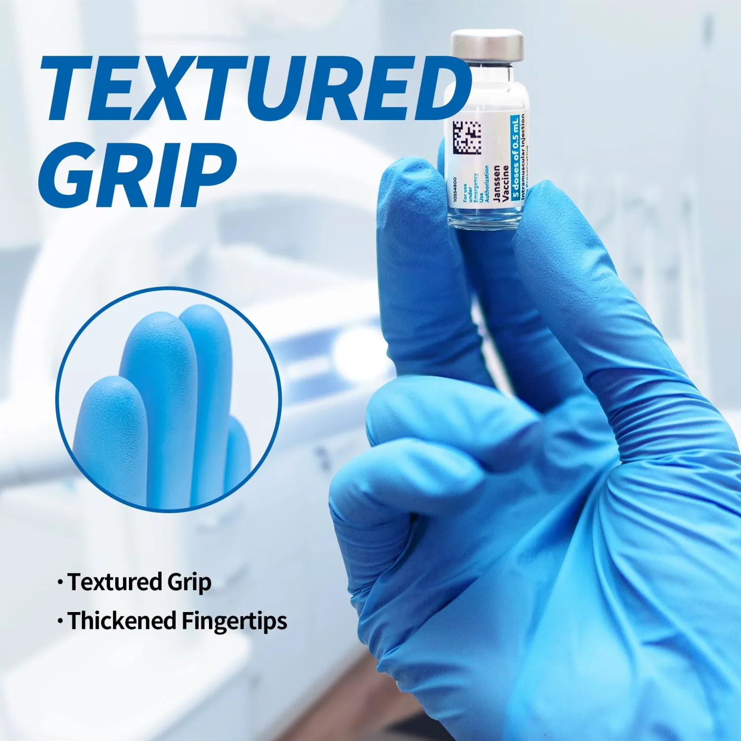 Basic Vinyl Medical Exam Gloves, 4 Mil Powder-Free Latex-Free Food Grade Cleaning Disposable Glove, Blue 100Pcs