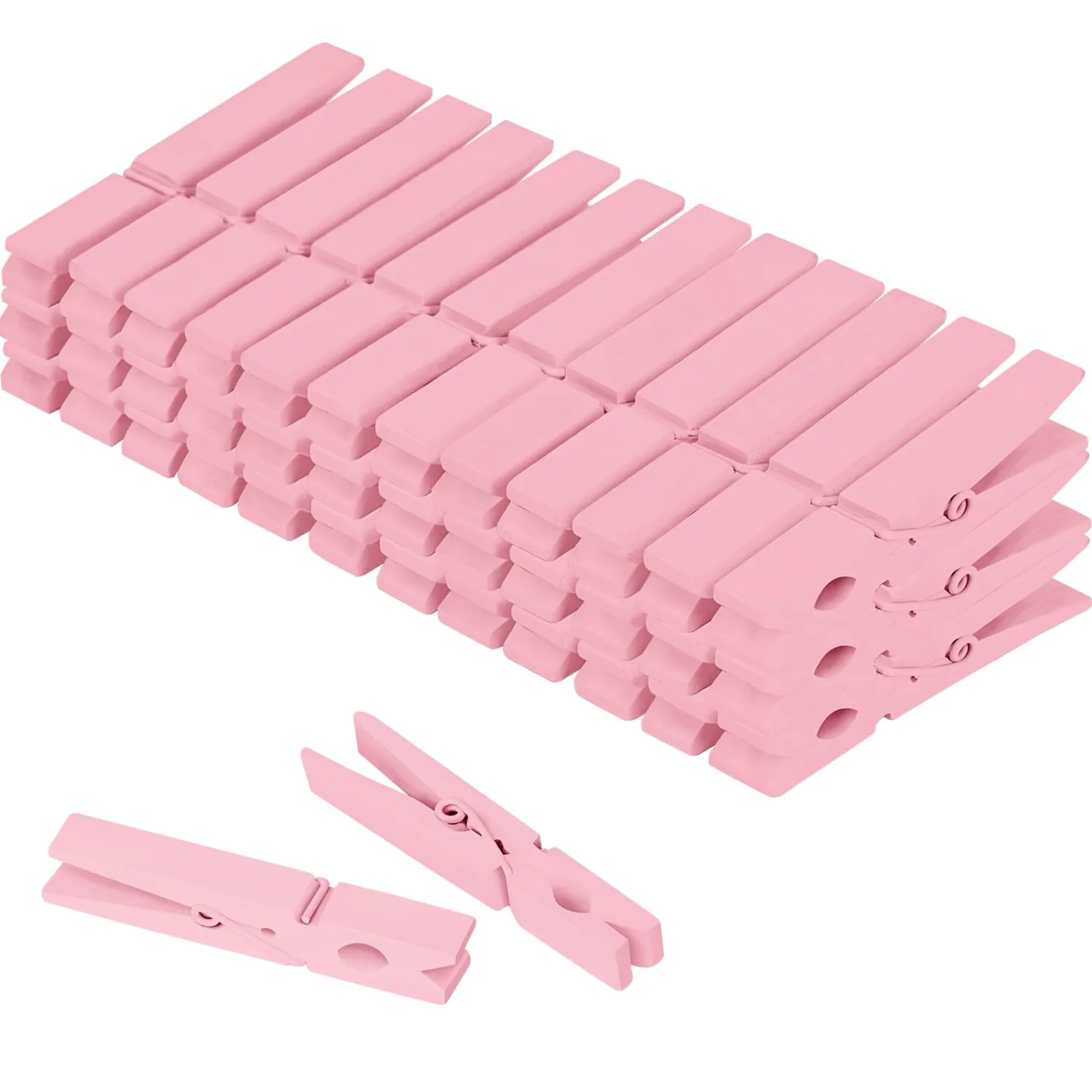 Colored Clothes pins 2.9inch 50PCS Pink, Colorful ClothesPins Wooden Clips for Photos Pictures Decorative Crafts, Decoration clothespins Clothing Hanging clothespins
