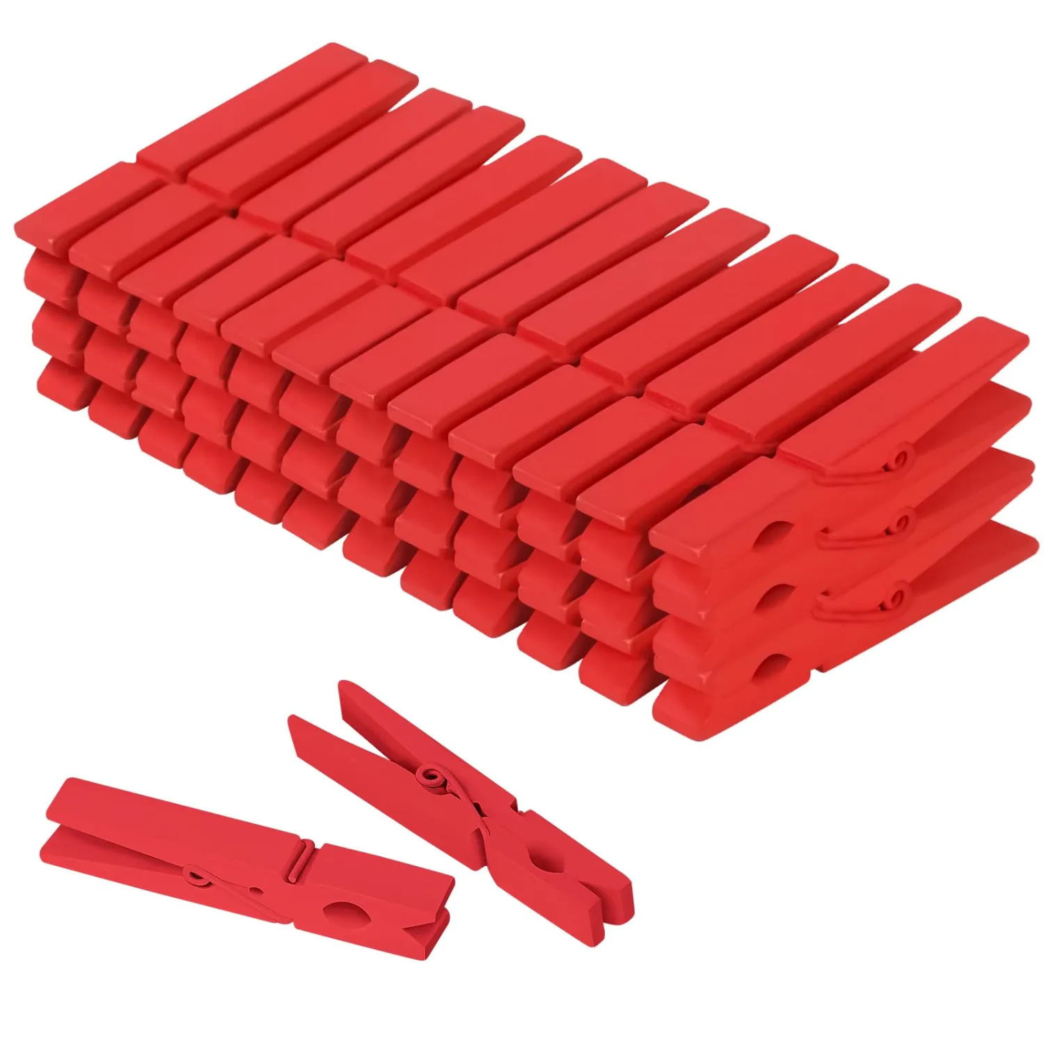 Colored Clothes pins 2.9inch 50PCS Red, Colorful ClothesPins Wooden Clips for Photos Pictures Decorative Crafts, Decoration clothespins Clothing Hanging clothespins
