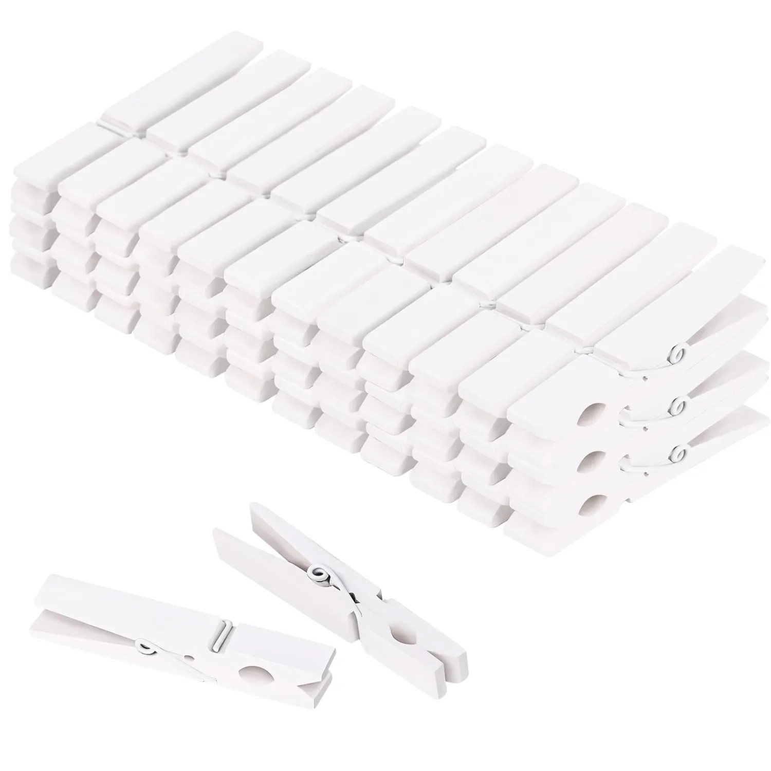 White Clothes pins 2.9inch 50PCS White, Colorful ClothesPins Wooden Clips for Photos Pictures Decorative Crafts, Decoration Colored clothespins Clothing Hanging clothespins