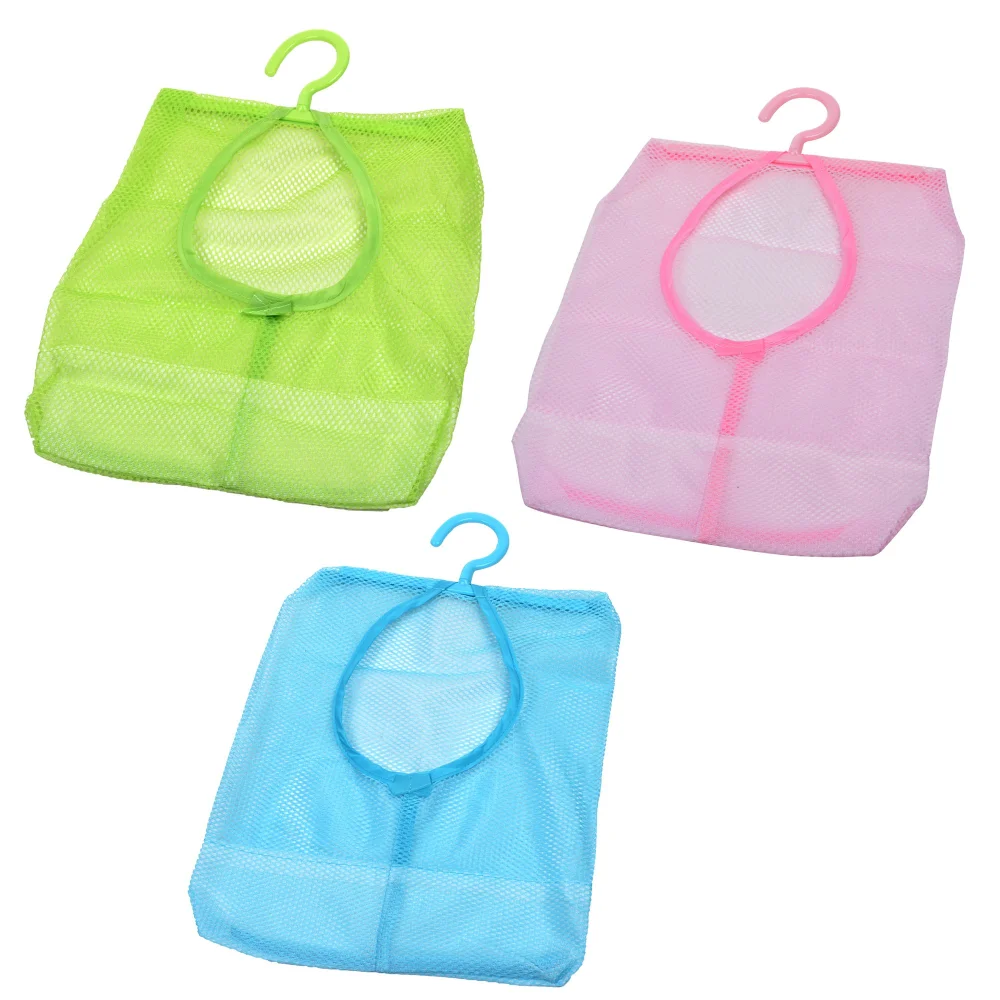 Cosmos Pack of 3 Assorted Colors Clothespin Bag with Hanger Multi-Purpose Mesh Organizer Bag