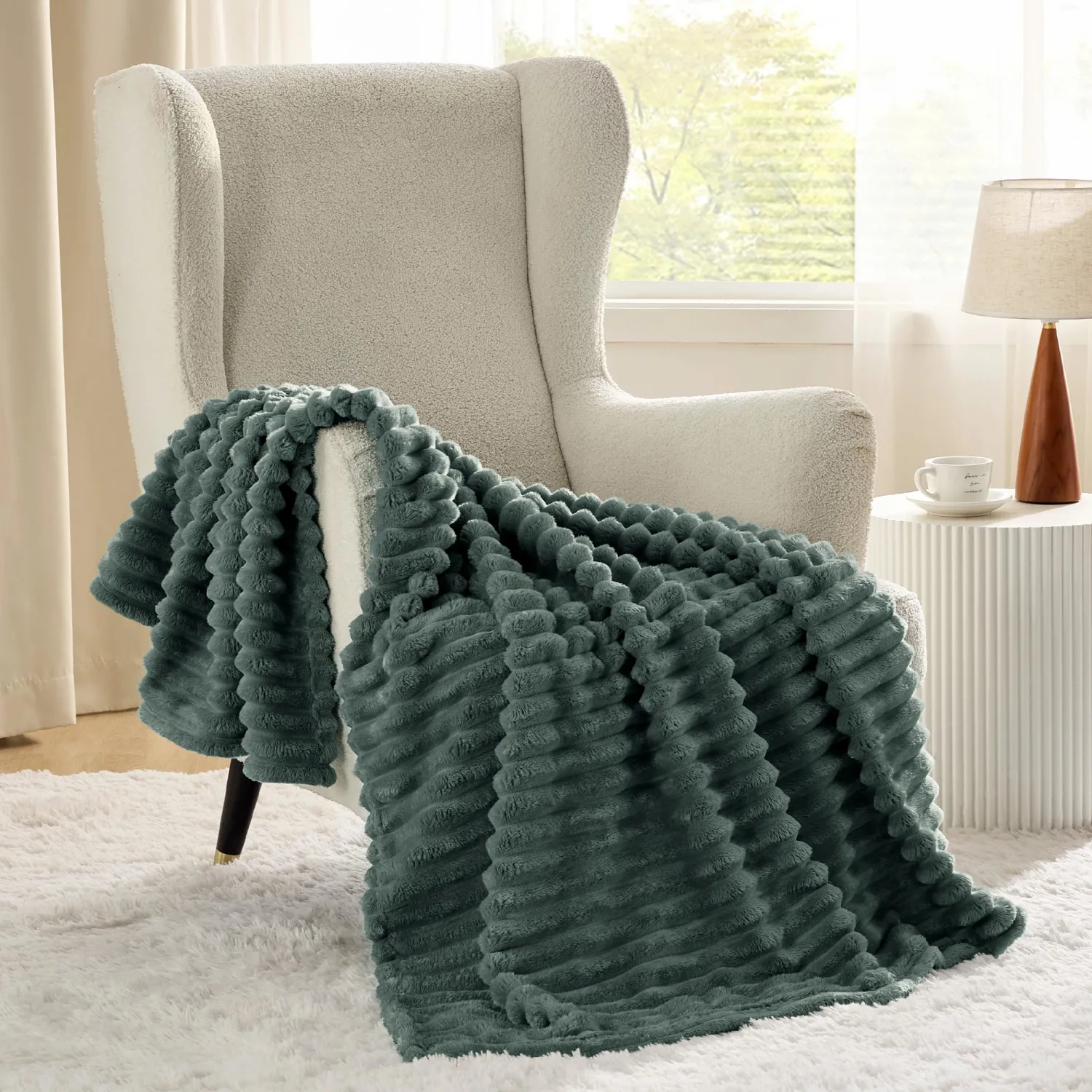Bedsure Mallard Green Fleece Blanket for Couch - GentleSoft Cozy Soft Blankets for Women, Cute Small Throws for Girls, 50x60 Inches