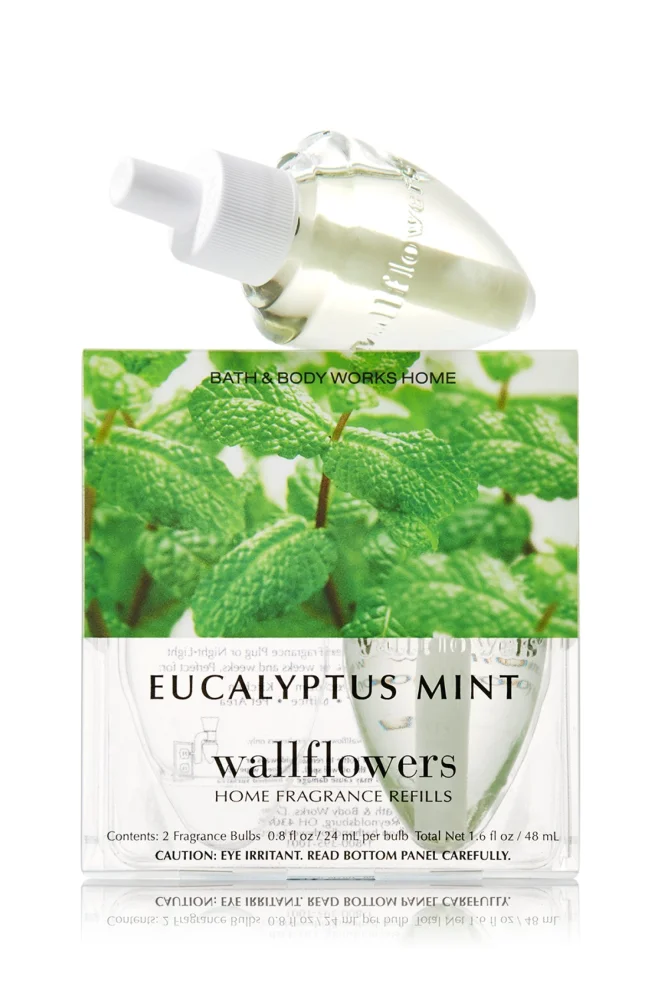 Bath & Body Works Eucalyptus Mint Wallflowers Home Fragrance Refills, 2-Pack (1.6 fl oz total)