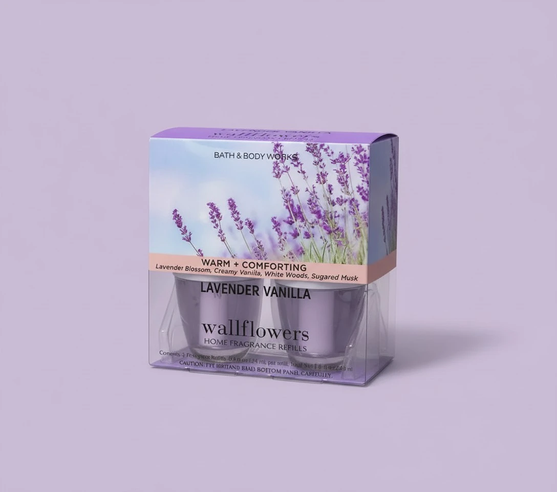Bath & Body Works Lavender & Vanilla Odor Eliminating With Fresh Source Wallflowers Home Fragrance Refills, 2-Pack (1.6 fl oz total)