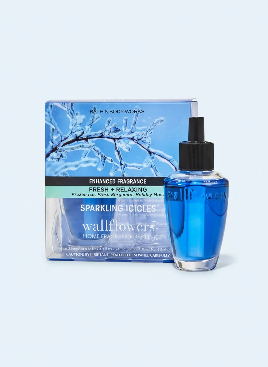 Bath & Body Works Sparkling Icicles Wallflowers Home Fragrance Refills, 2-Pack (1.6 fl oz total) (Sparkling Icicles)