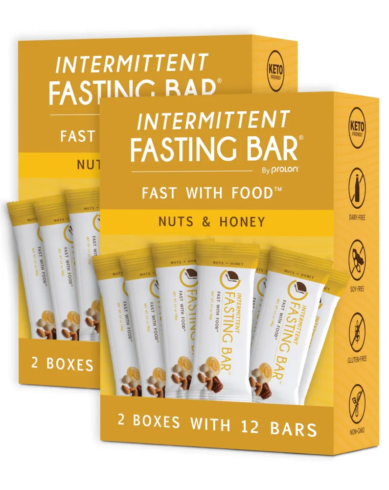 Prolon Fast Bars | Keto, Gluten Free, Dairy Free, Plant Based Protein, Intermittent Fasting Bars | Developed to Not Break Your Fast | Nuts & Honey, 24 Ct