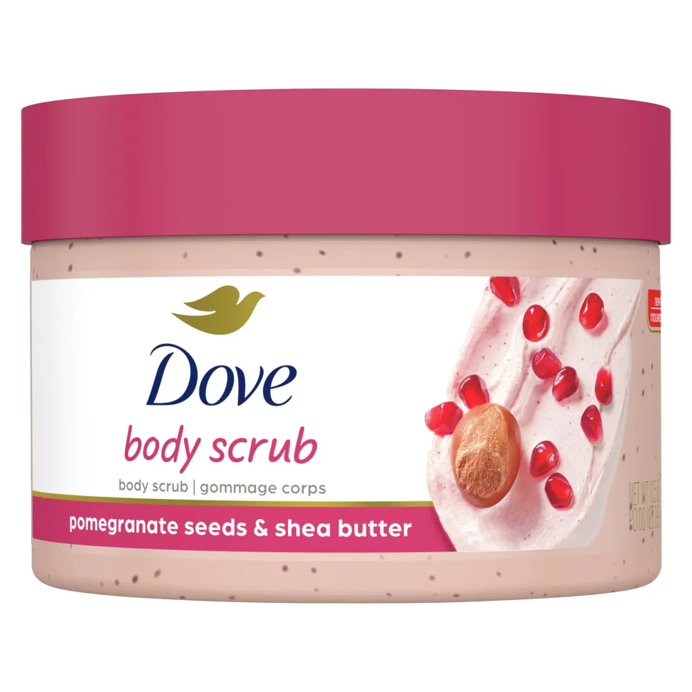 Dove Scrub Pomegranate & Shea Butter For Silky, Soft Skin Body Scrub Exfoliates and Provides Lasting Nourishment 10.5 oz