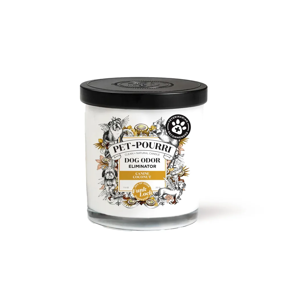 Pet-Pourri Canine Coconut Dog Deodorizer Candle – Puppy & Dog Safe – Plant Based Ingredients & Wax – Vet Approved – Aromatherapy & Air Freshener for Pet Odor – Scented with Coconut, Jasmine & Pear