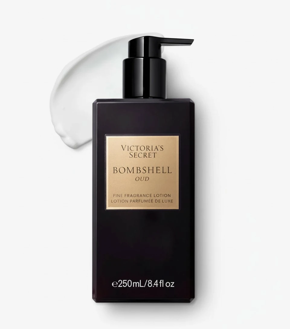 Victoria's Secret Bombshell Oud Fragrance Body Lotion, Notes of Spice, Pink Saffron & Peony (8.4 oz)
