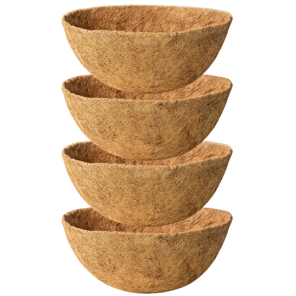 4 Pack 12 Inch Natural Coconut Fiber Liner for Hanging planters Round Coco Replacement Liners for Flower Basket Planter Coco Coir Pots for Outdoor Garden Plants