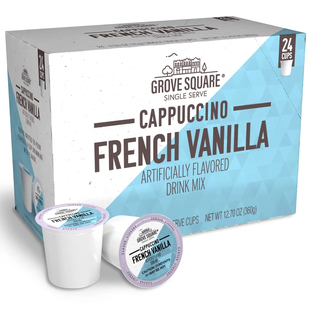 Grove Square Cappuccino Pods, French Vanilla, Single Serve , 24 Count (Pack of 1)