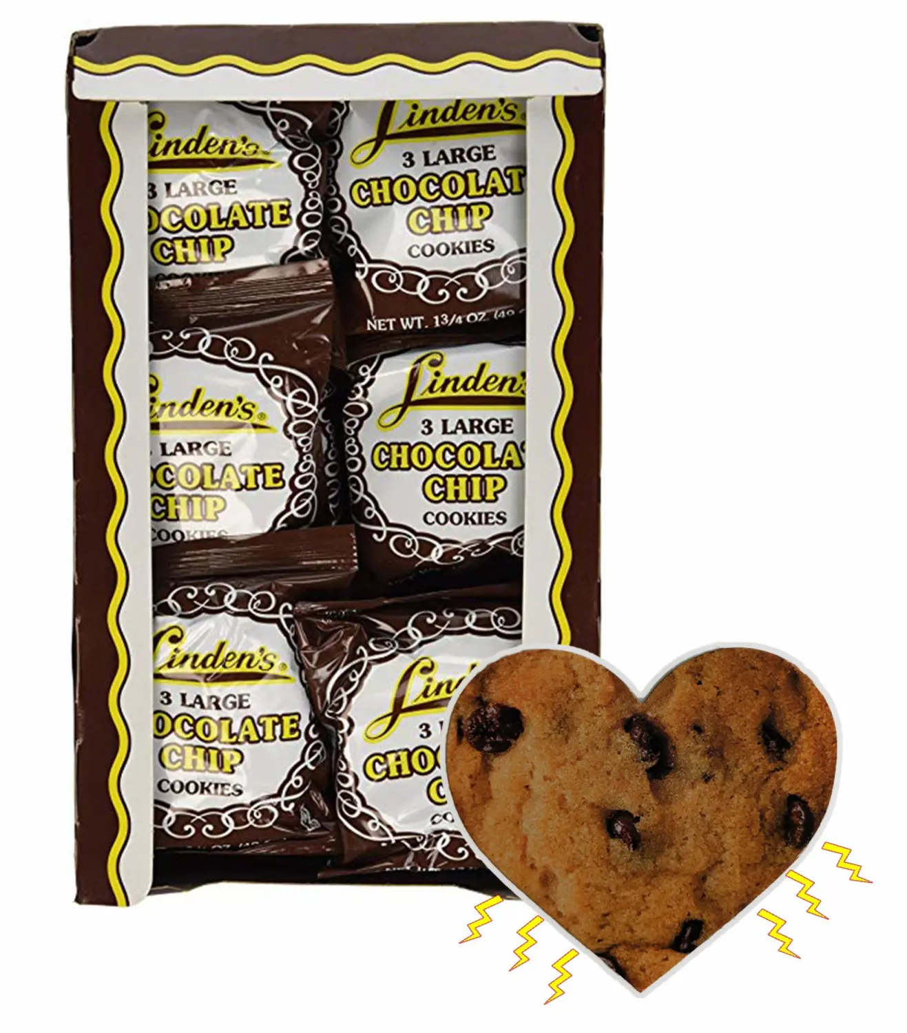 Linden's Cookies With Exclusive InPrimeTime Cookie Heart Magnet (Chocolate Chip)