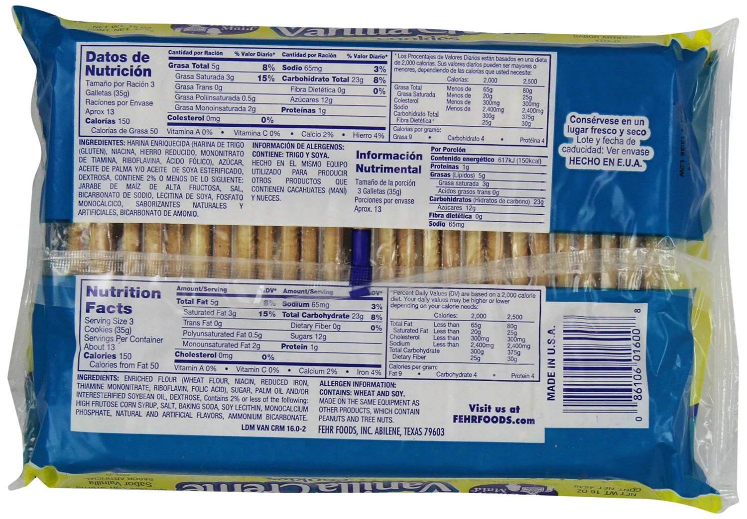 Little Dutch Maid Vanilla Crème Cookies, 16 Ounce