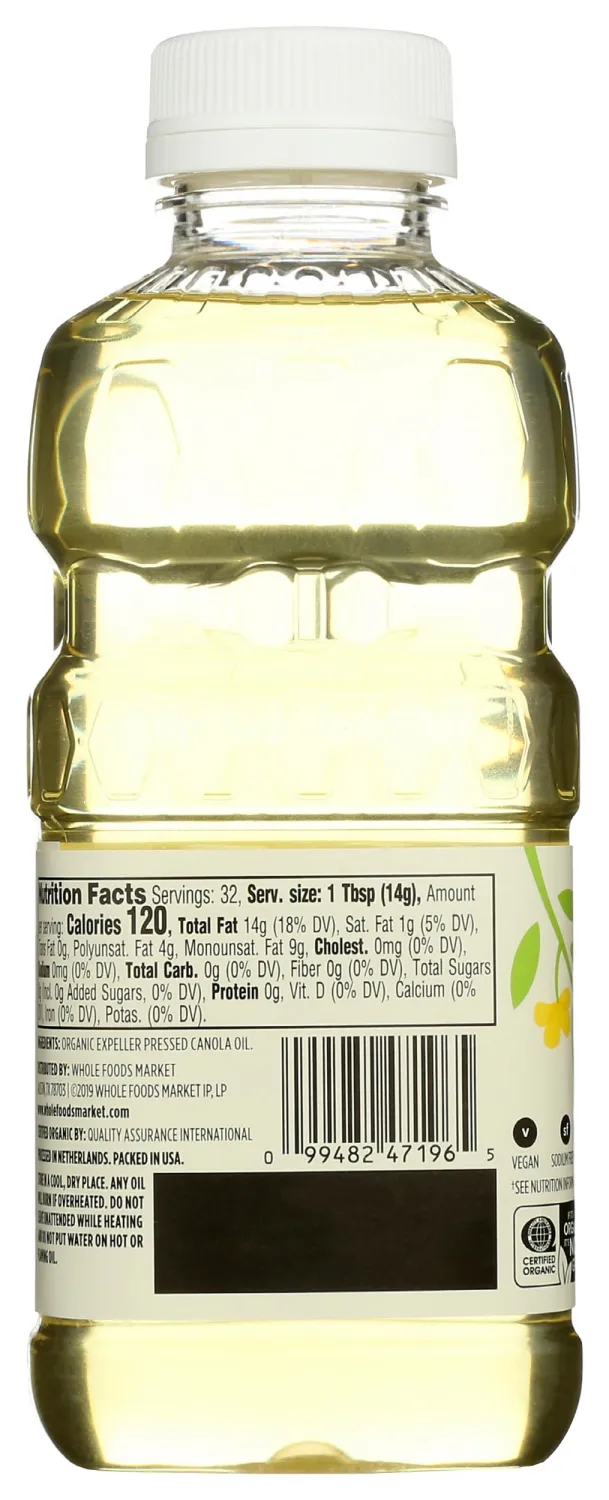 365 by Whole Foods Market, Organic Canola Cooking Oil, 16 Fl Oz