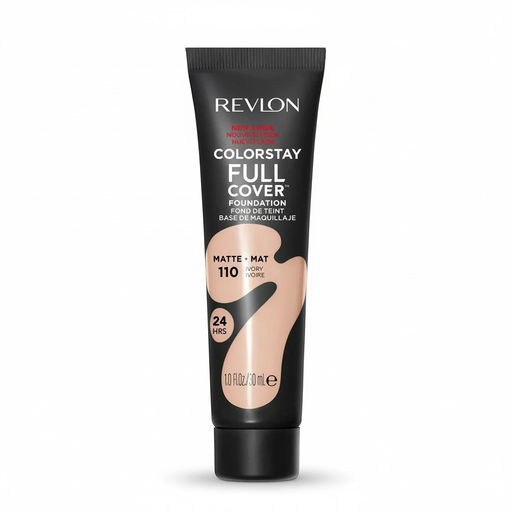 Revlon ColorStay Full Cover Longwear Matte Foundation, Heat & Sweat Resistant Lightweight Face Makeup, Ivory (110), 1.0 oz