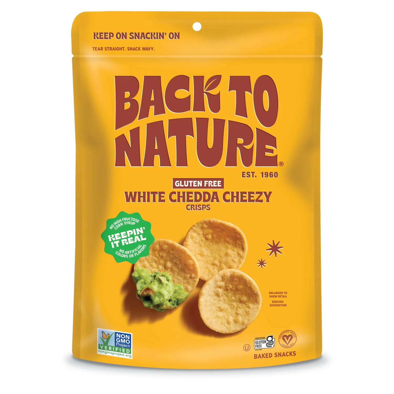 Back to Nature Gluten Free Crackers, White Cheddar Flavored Dipper Crisps - Vegan, Non-GMO, Crackers for Dipping - Delicious & Quality Snacks, 3.2 Ounce