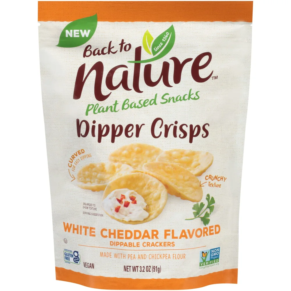 Back to Nature Gluten Free Crackers, White Cheddar Flavored Dipper Crisps - Vegan, Non-GMO, Crackers for Dipping - Delicious & Quality Snacks, 3.2 Ounce​