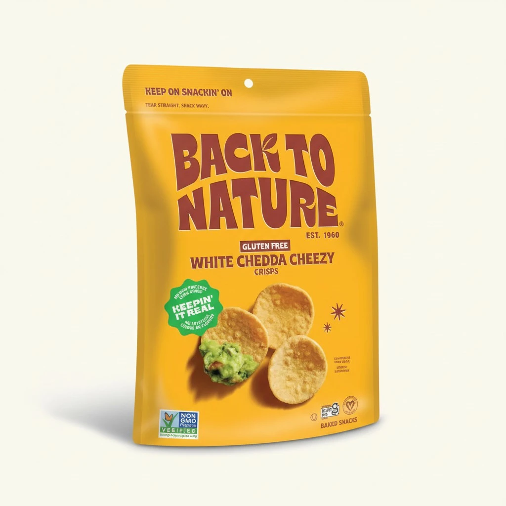 Back to Nature Gluten Free Crackers, White Cheddar Flavored Dipper Crisps - Vegan, Non-GMO, Crackers for Dipping - Delicious & Quality Snacks, 3.2 Ounce