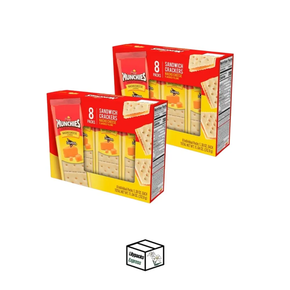 Munchies Sandwich Crackers | 2 Packs | 11.04 oz | 96 total individual crackers | Bundled by Lilypacks Express (Doritos Nacho Cheese)