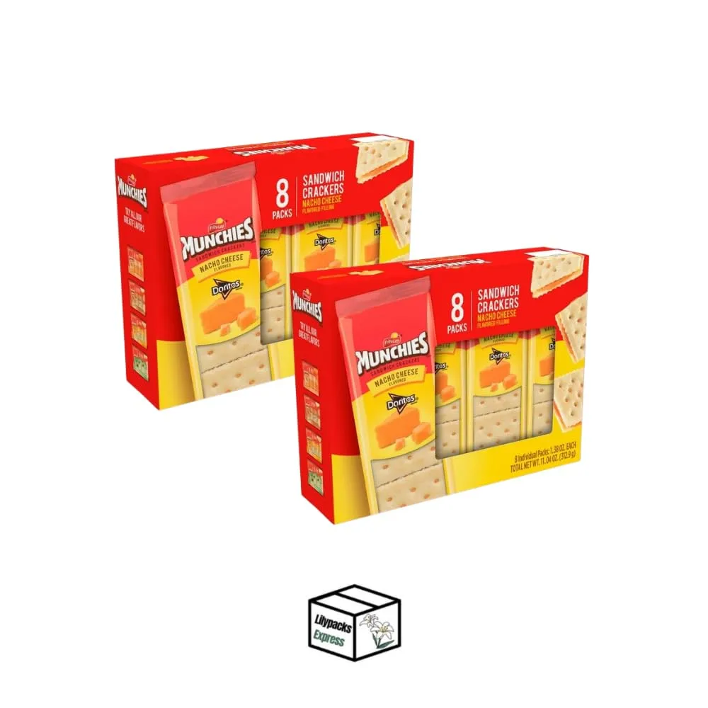 Munchies Sandwich Crackers | 2 Packs | 11.04 oz | 96 total individual crackers | Bundled by Lilypacks Express (Doritos Nacho Cheese)