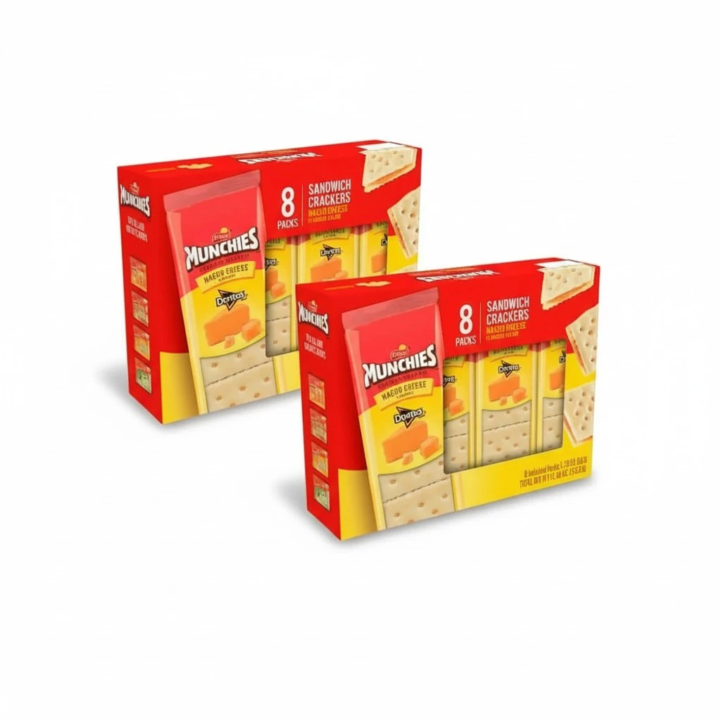 Munchies Sandwich Crackers | 2 Packs | 11.04 oz | 96 total individual crackers | Bundled by Lilypacks Express (Doritos Nacho Cheese)
