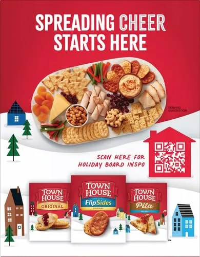 Town House Pita Oven Baked Crackers, Lunch Snacks, Snack Crackers, Sea Salt, 9.5oz Box (1 Box)