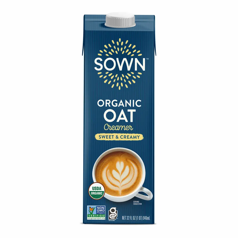 SOWN Organic Oat Creamer Sweet & Creamy - Barista Oat Milk Non Dairy Coffee Creamer - Plant Based, Dairy-Free, Vegan, Gluten-Free, Non-GMO, Shelf Stable - 32oz