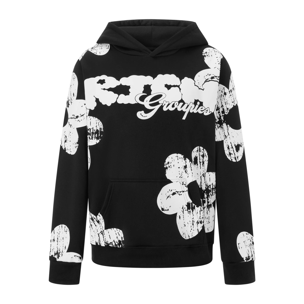 Womens Flower Print Hoodie Casual Loose Long Sleeve Hooded Sweatshirt 