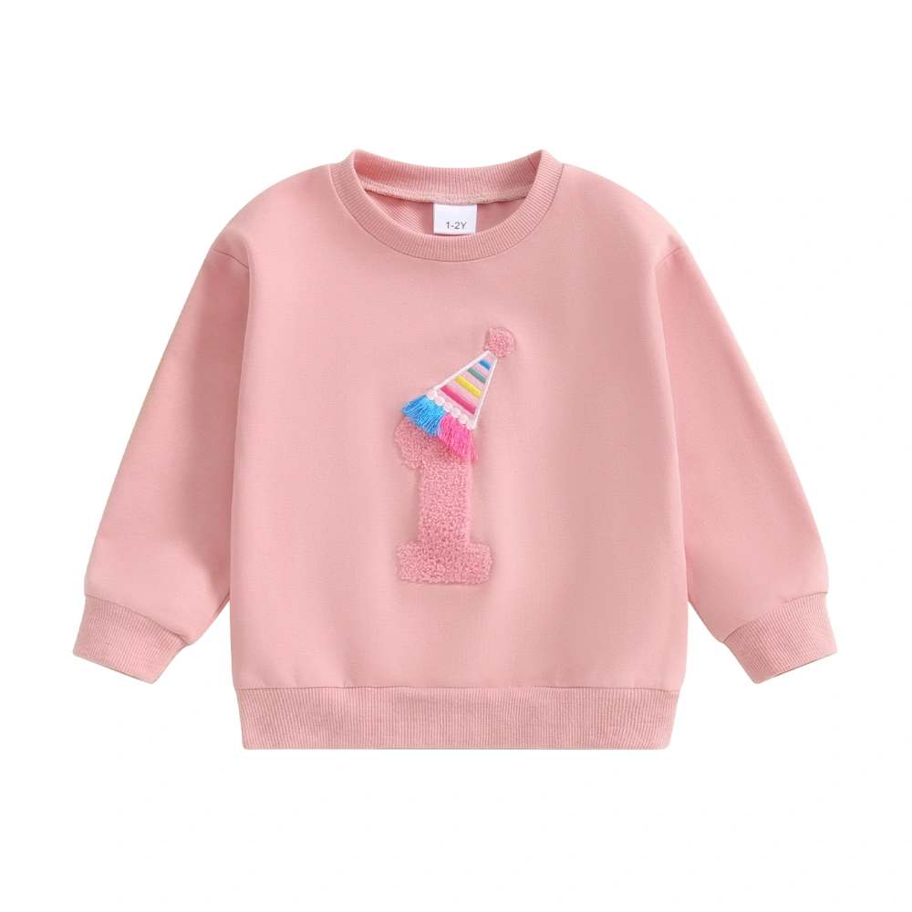 Toddler Girl Sweatshirts Letter Embroidery Long Sleeve Pullovers