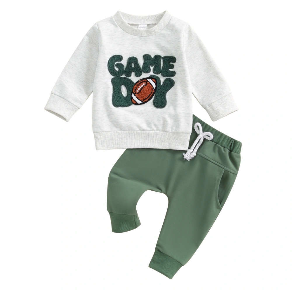 Baby Boys Pants Set, Embroidery Letters Rugby Sweatshirt Pants