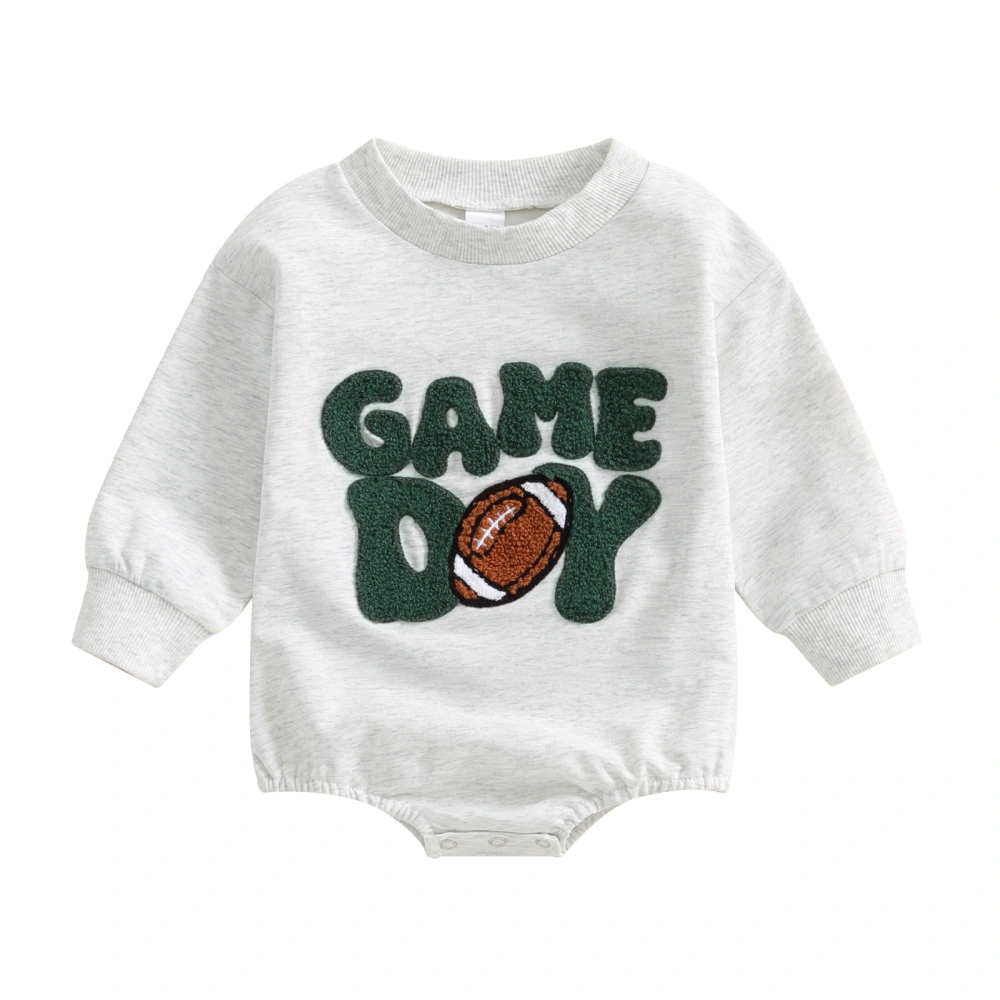 Baby Boy Girl Football Romper Embroidery Sweatshirt Jumpsuit