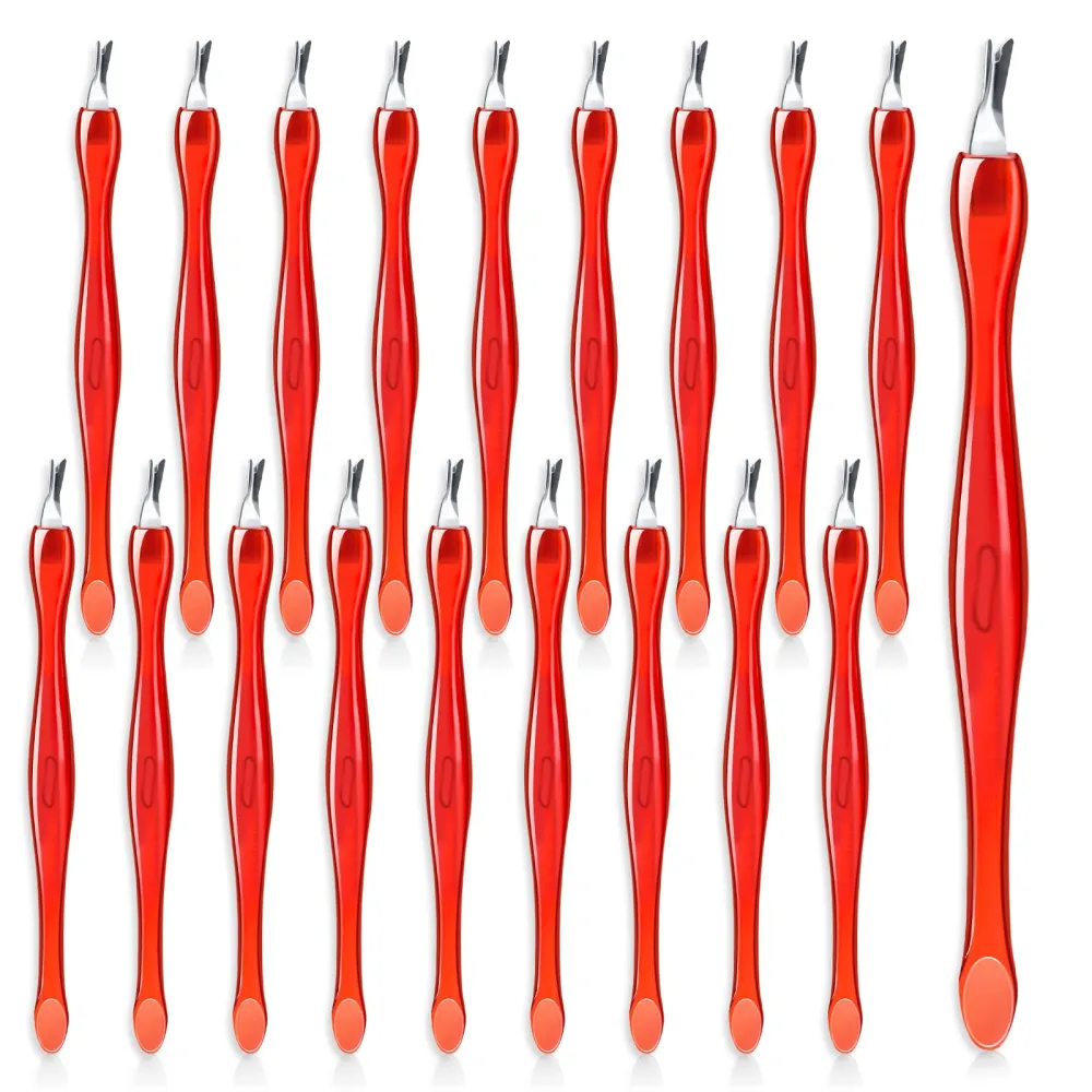 30Pcs Cuticle Remover Nail Cuticle Trimmer Remover Pusher Stainless Steel Dead Skin Callus Removal Fork with Plastic Handle V-Shaped Fork Manicure Pedicure Cleaner Care Tools for Home and Nail Shop