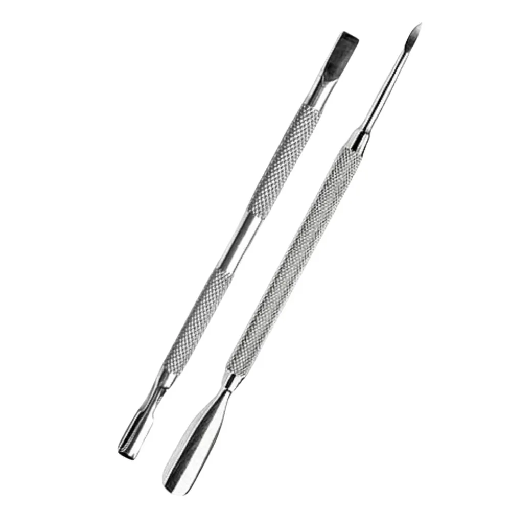 2-Pack Dual-Sided Cuticle Pusher Set - Sharp-Edged Spoon Shaped Remover and Cleaner, Double Ended, Surgical Medical Grade Stainless Steel for Manicures, Pedicures, and Nail Art Care