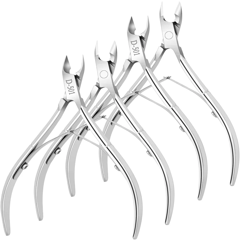 4 Packs Cuticle Nipper, Premium Stainless Steel Cuticle Trimmer for Manicure & Pedicure at Home/Spa/Salon [Silver]