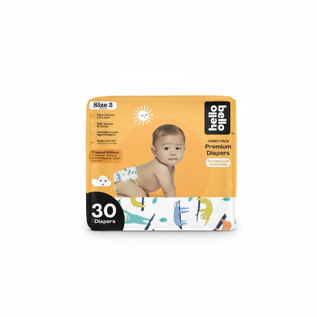 Hello Bello Premium Baby Diapers Size 2, 30 Count of Disposable, Extra-Absorbent, Hypoallergenic Diapers with Snug and Comfort Fit, Sleepy Sloth