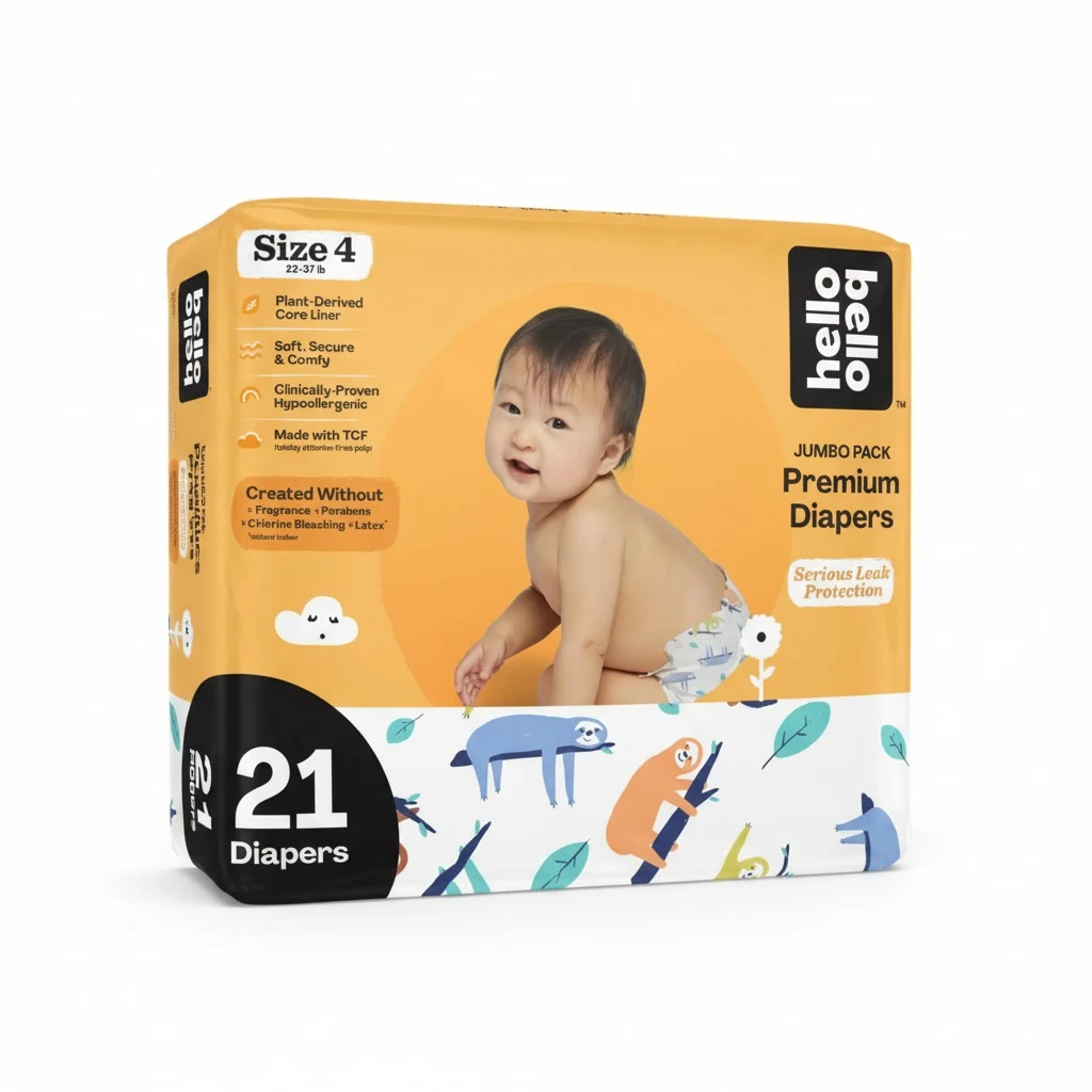Hello Bello Premium Baby Diapers Size 4, 21 Count of Disposable, Extra-Absorbent, Hypoallergenic Baby Diapers with Snug and Comfort Fit, Sleepy Sloth