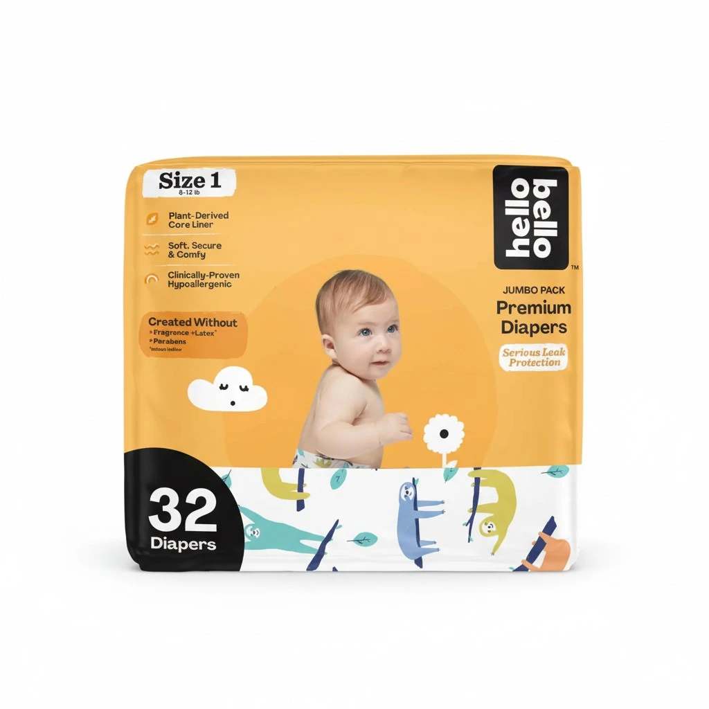 Hello Bello Premium Baby Diapers Size 1, 32 Count of Disposable, Extra-Absorbent, Hypoallergenic Baby Diapers with Snug and Comfort Fit, Sleepy Sloth