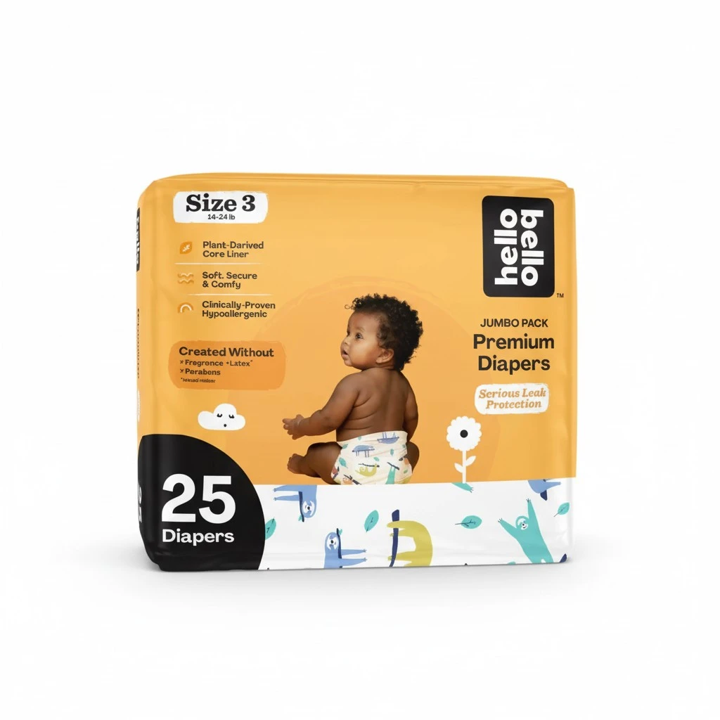 Hello Bello Premium Baby Diapers Size 3, 25 Count of Disposable, Extra-Absorbent, Hypoallergenic Baby Diapers with Snug and Comfort Fit, Sleepy Sloth