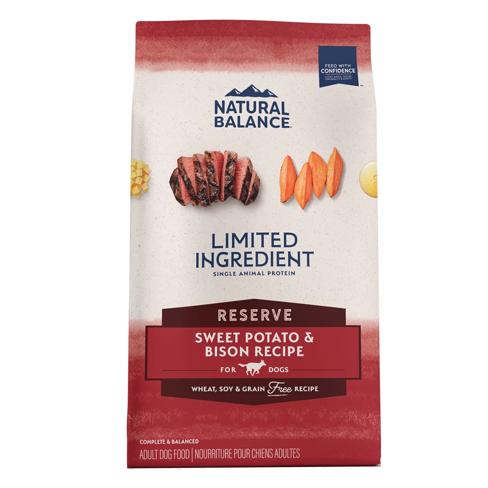 Natural Balance Limited Ingredient Adult Grain-Free Dry Dog Food, Reserve Sweet Potato & Bison Recipe, 12 Pound (Pack of 1)