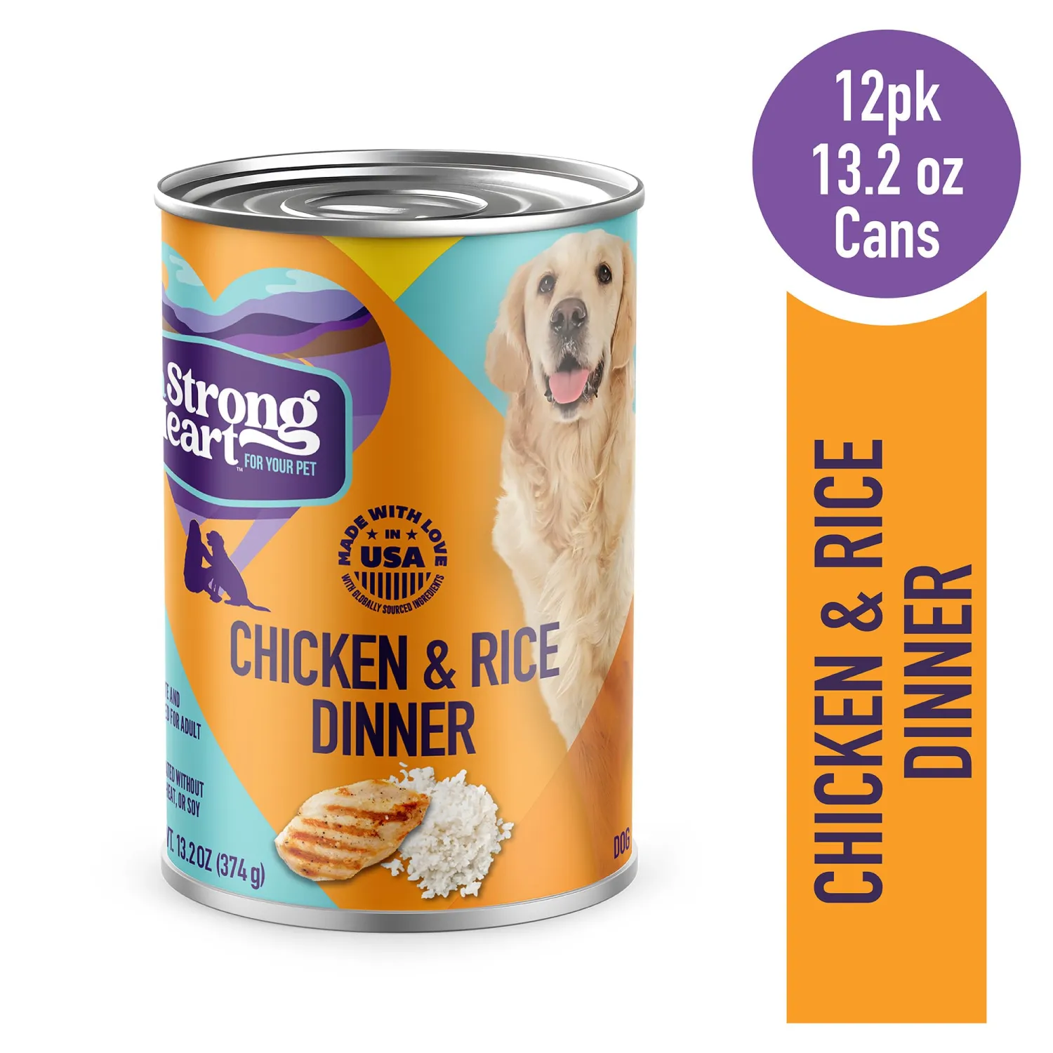 A Strong Heart Wet Dog Food, Chicken & Rice Dinner - 13.2 oz Cans (Pack of 12), Made in The USA with Real Chicken