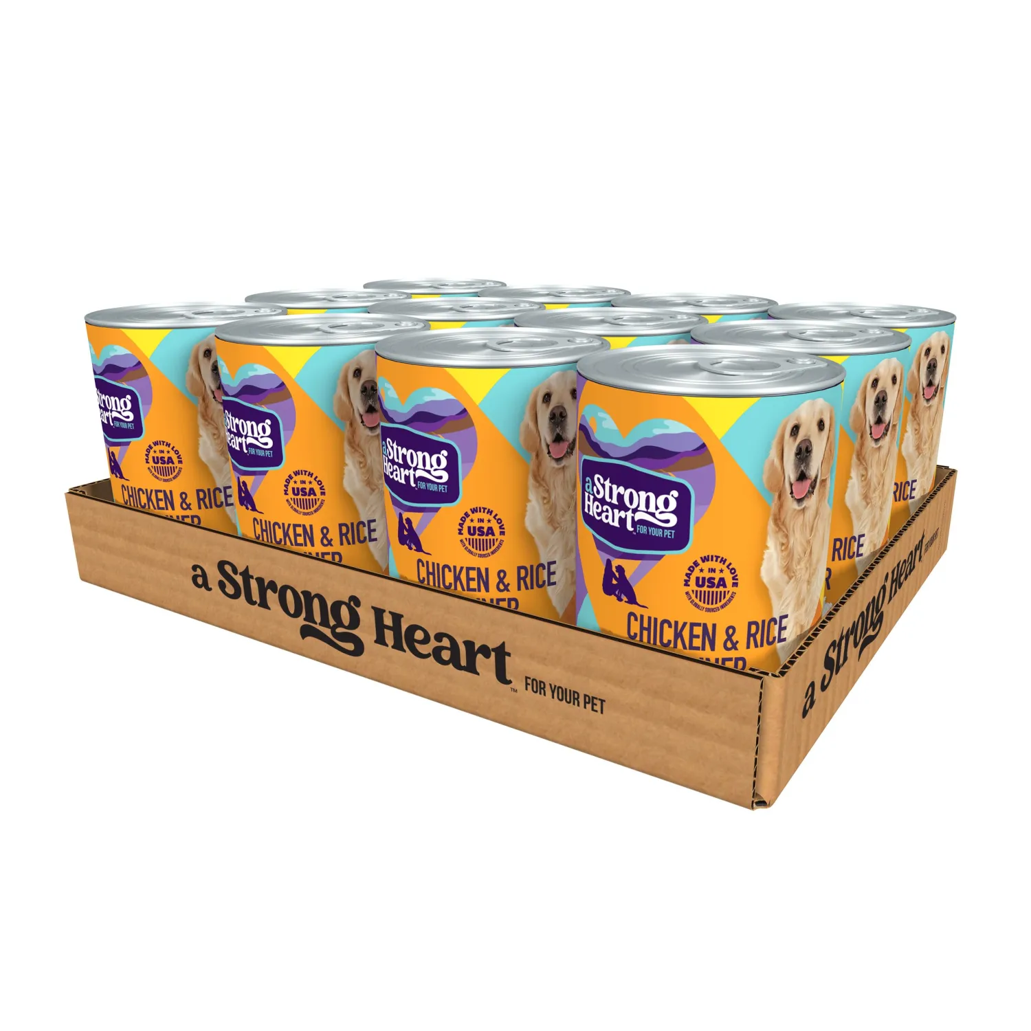 A Strong Heart Wet Dog Food, Chicken & Rice Dinner - 13.2 oz Cans (Pack of 12), Made in The USA with Real Chicken
