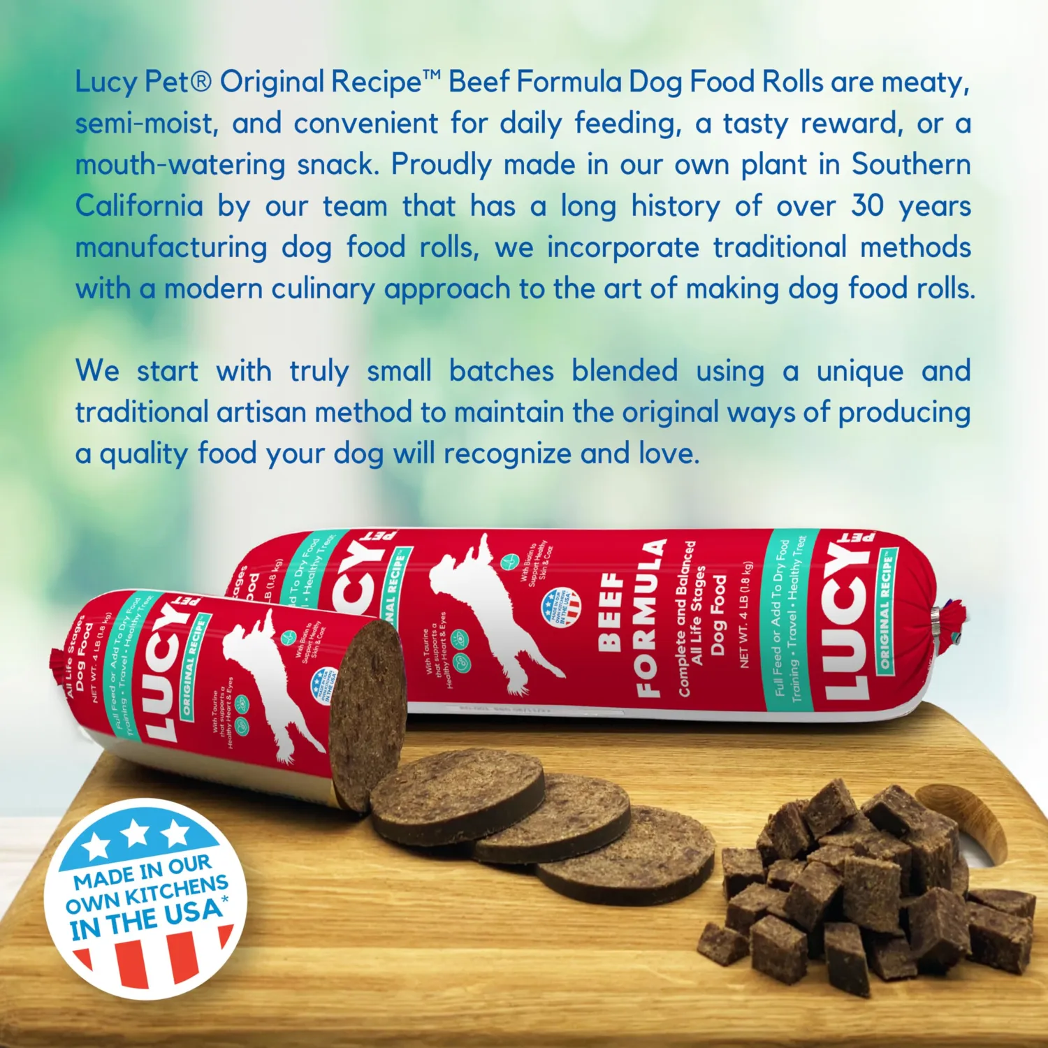 Lucy Pet Products Beef Formula Dog Food Roll 2.5 lb, (100600046)