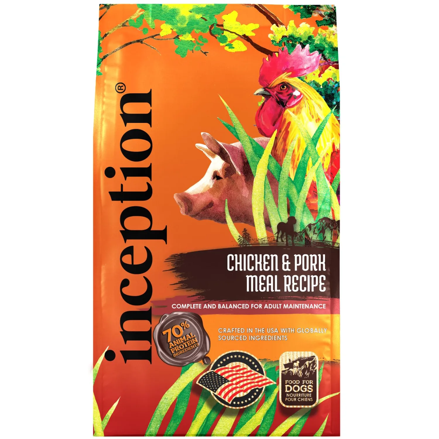 Inception® Dry Dog Food Chicken & Pork Meal Recipe – Complete and Balanced Dog Food – Legume Free Meat First Dry Dog Food – 4 lb. Bag