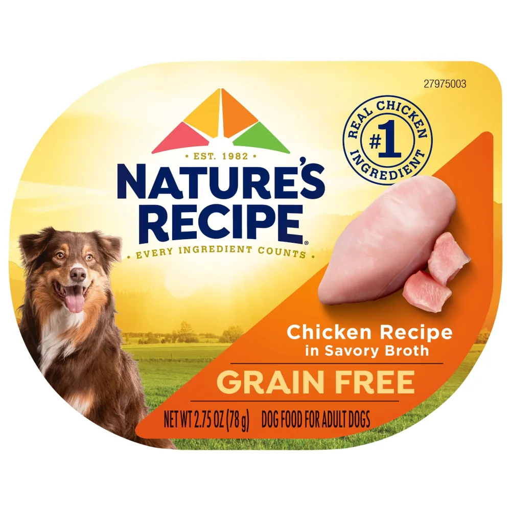 Nature's Recipe Grain Free Chicken Recipe in Savory Broth Wet Dog Food, 2.75 oz. Cup, 12 Count