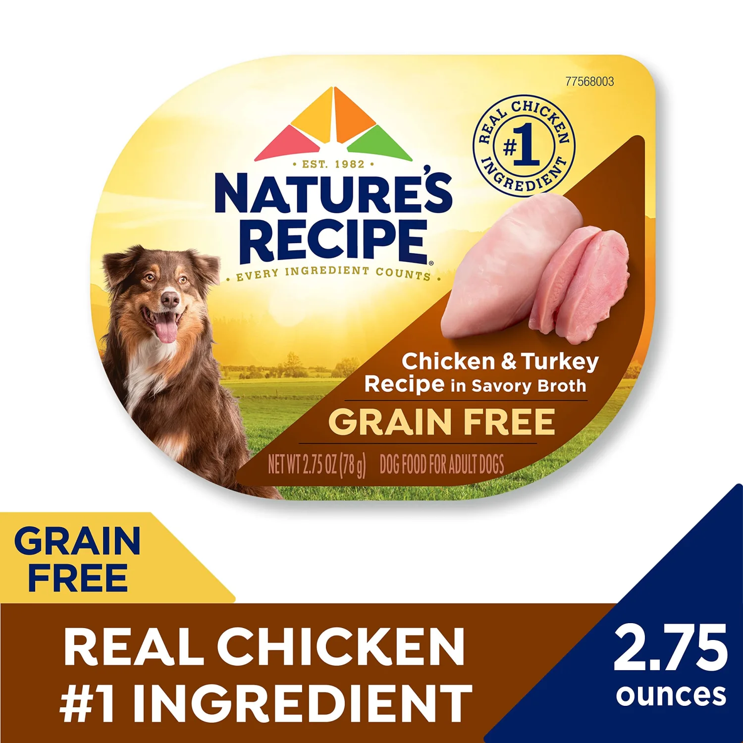 Nature's Recipe Grain Free Wet Dog Food, Chicken & Turkey Recipe, 2.75 Ounce Cup (Pack of 12)