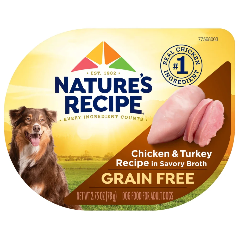 Nature's Recipe Grain Free Wet Dog Food, Chicken & Turkey Recipe, 2.75 Ounce Cup (Pack of 12)