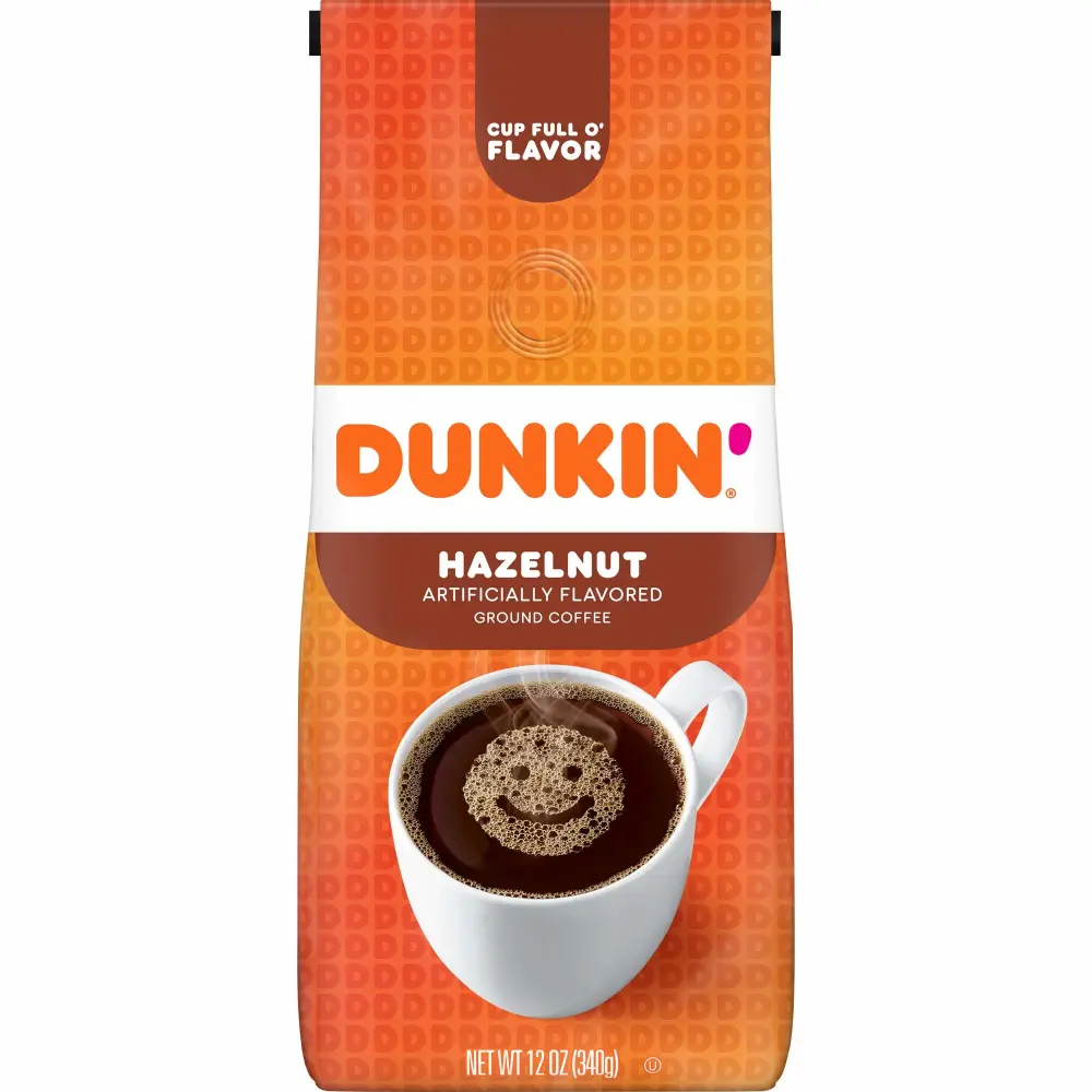 Dunkin' Hazelnut Flavored Ground Coffee, 12 Ounce Bag